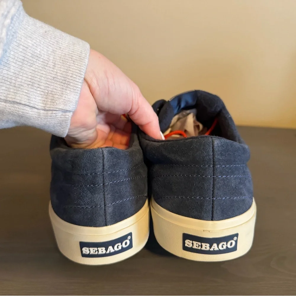 Sebago John Swan Dockside sneakers in blue navy and red plaid.
